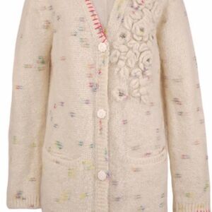 LoveShackFancy Cream Floral Cardigan